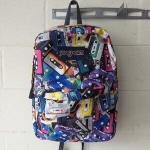 Classic Jansport Superbreak Backpack Multi Mixtapes Cassette Tapes